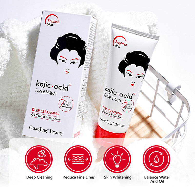 Kójico-lavado Facial ácido, reduce las arrugas, reparación de la piel dañada, Limpieza Profunda, limpiador antiacné, 100g