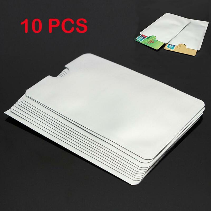 10PCS Steel Silver Aluminium Business ID Name Credit Card Protector Secure Sleeve RFID Blocking ID Holder Foil Shield