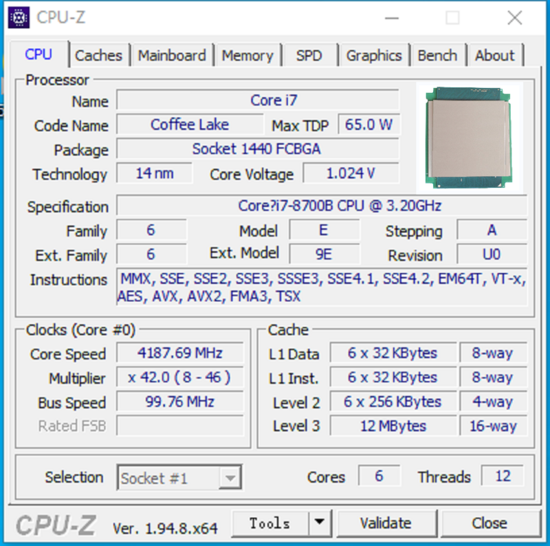 Desktop CPU i7-8700B SRCX2 6C 12T 3.2GHz 65W Modified Processor LGA1151 for DIY User