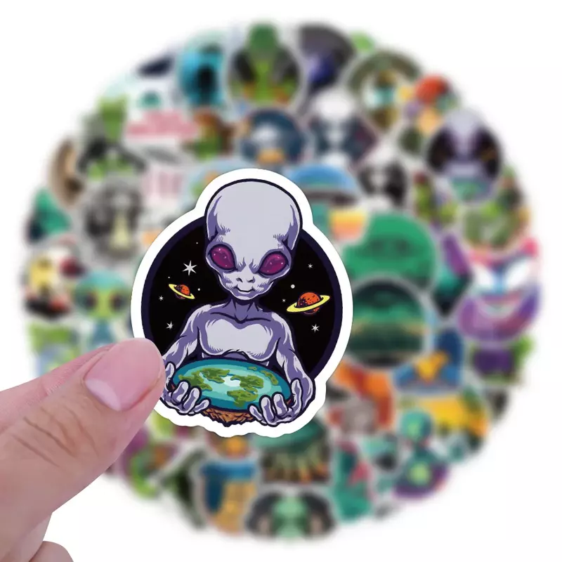 10/62Pcs Alien Stickers Exoplanets Ship UFO Colorful Decorative Sticker for Laptop Phone Case Luggage Suitcase Stationery