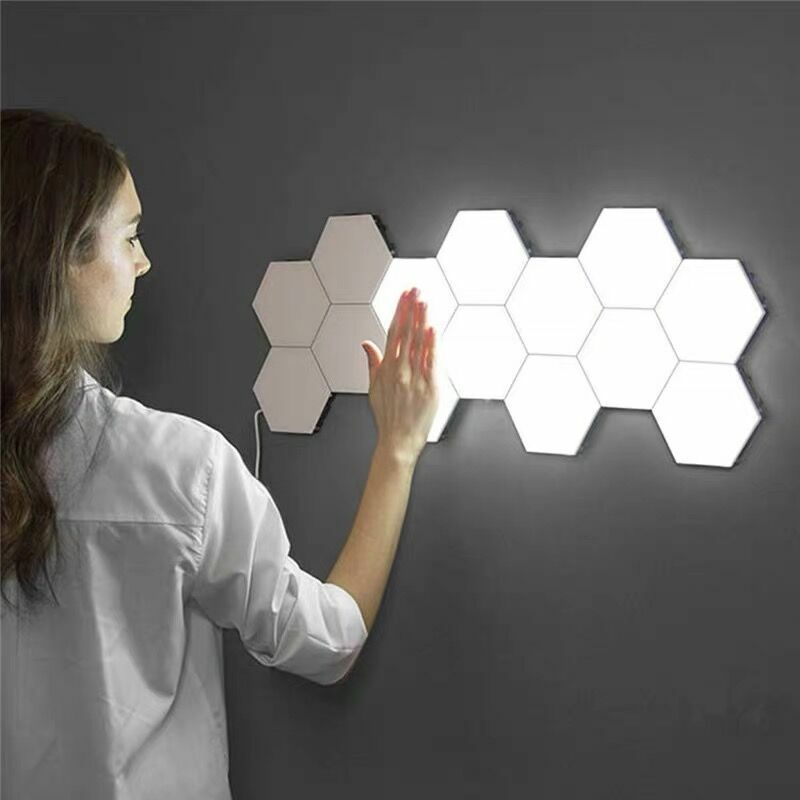 Modern LED Night Lights Night Lamp Touch Sensitive Lighting Living Room DIY Install Bedroom Creativity Magnetic Modular Hexagons