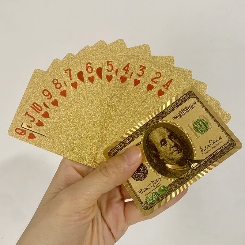 Foglio d'oro carte da gioco di plastica Poker gioco Deck Foil Poker Pack impermeabile carte magiche tavolo giochi da tavolo regali per la famiglia