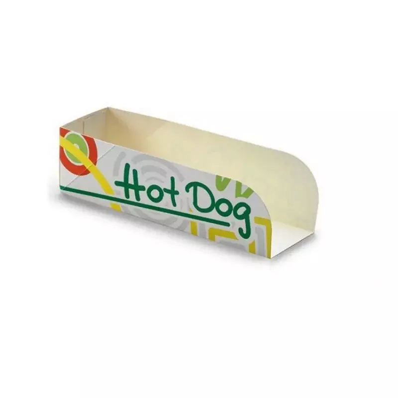 Bandejas de embalaje de alimentos desechables para llevar, caja de papel para perros calientes, tacos, productos personalizados