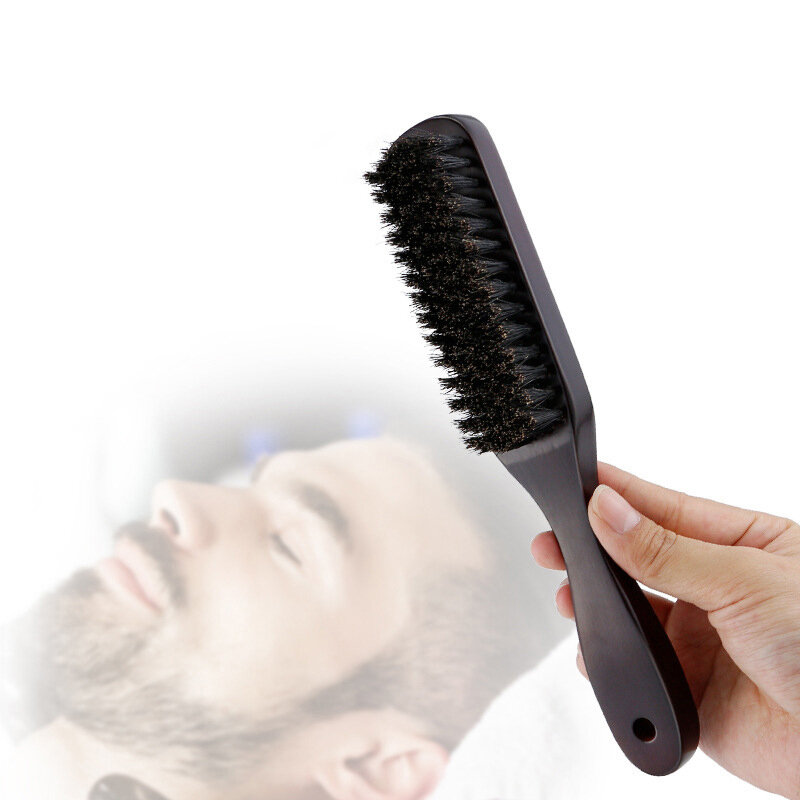 Cepillo de pelo con mango de madera, peine de barba de cerdas de jabalí, desenredante, alisado, cerdas de jabalí marrón, masaje