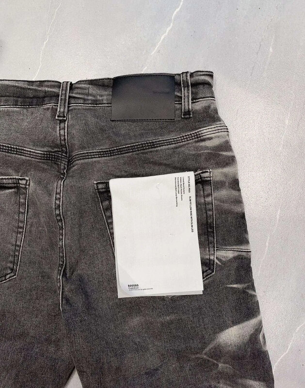 Jeans di marca ROCA viola di alta qualità 1:1 High Street distressed Tie Dyed Fashion riparazione di alta qualità pantaloni Skinny in Denim a vita bassa