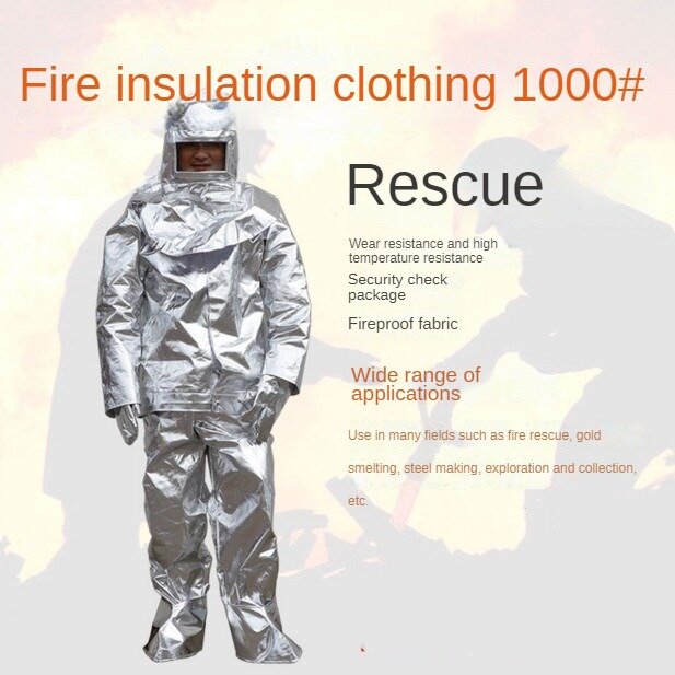 Hoge Kwaliteit 1000 Graden Thermische Straling Hittebestendige Gealuminiseerde Pak Brandwerende Kleding Brandweerman Uniform
