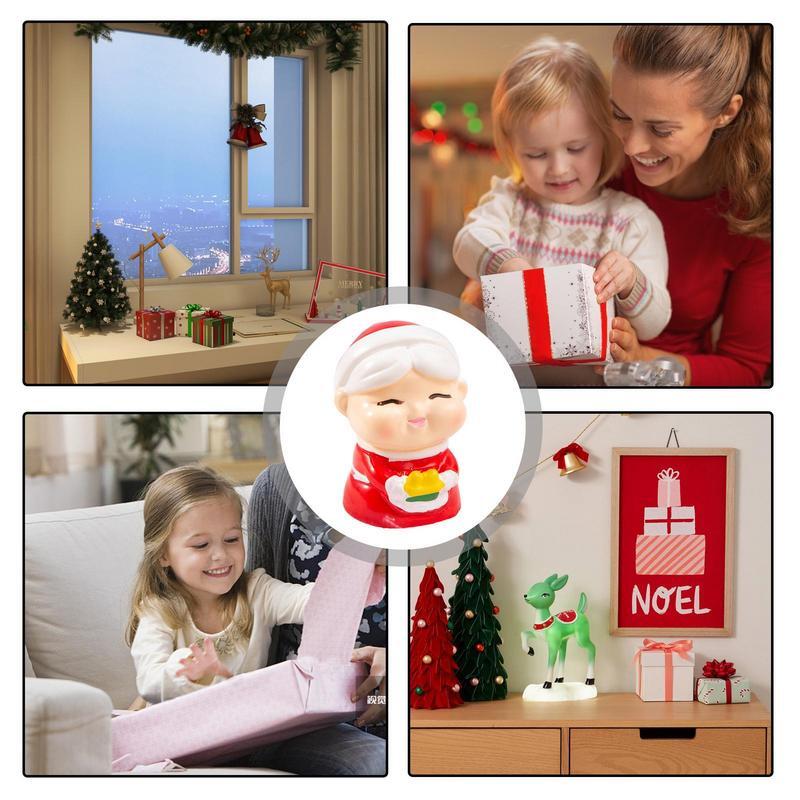 ミニ樹脂クリスマスの置物、吹流しの装飾品、santalaus、雪だるま、電車の箱、家の像、冬の人形