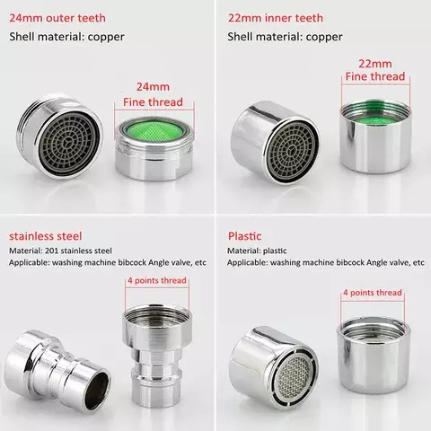 Conector de ducha para grifo, boquilla de ahorro de agua, aireador, Red de boquilla para evitar salpicaduras, 1 piezas, 22/24mm