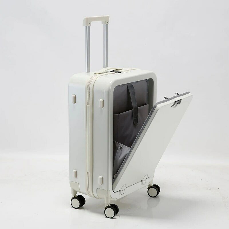 PLUENLI New Multi-Functional Front Open Cover Luggage Universal Wheel Trolley Suitcase Password Suitcase Boarding Bag