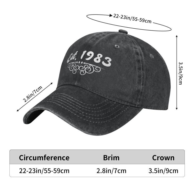 Fashion Unisex Cotton Est Born In 1983 Birthday Gifts Baseball Cap Adult Adjustable Dad Hat for Men Women Outdoor