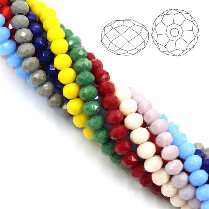 Cristal de Vidro Facetada Beads, Rondelle Spacer Bead, Fazer Jóias, DIY Beading Projetos, Qualidade AAA, 3mm, 4mm, 6mm, 8mm, 10mm