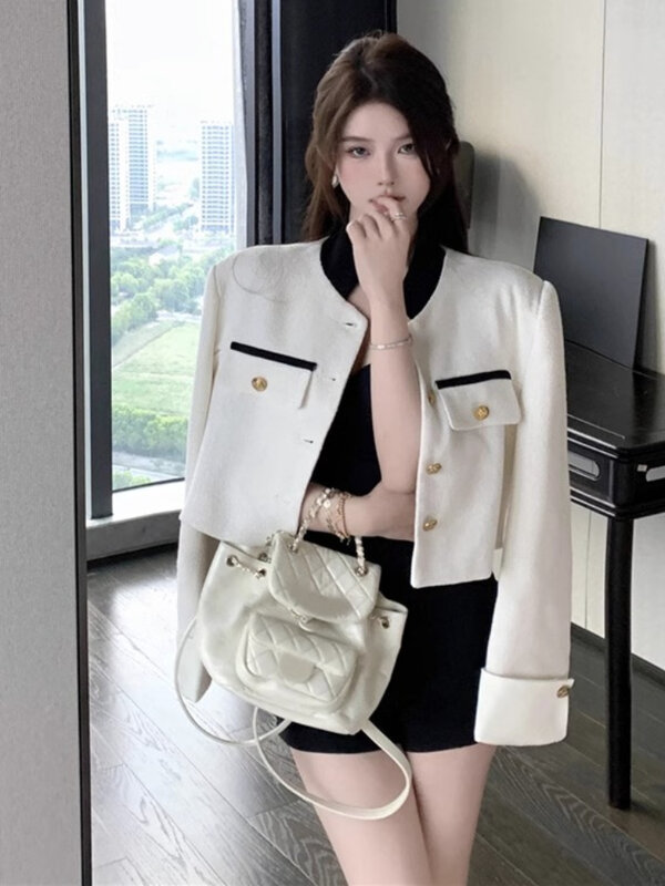 Женская приталенная куртка со вставками, универсальная Классическая Повседневная Уличная одежда во французском стиле на весну и осень