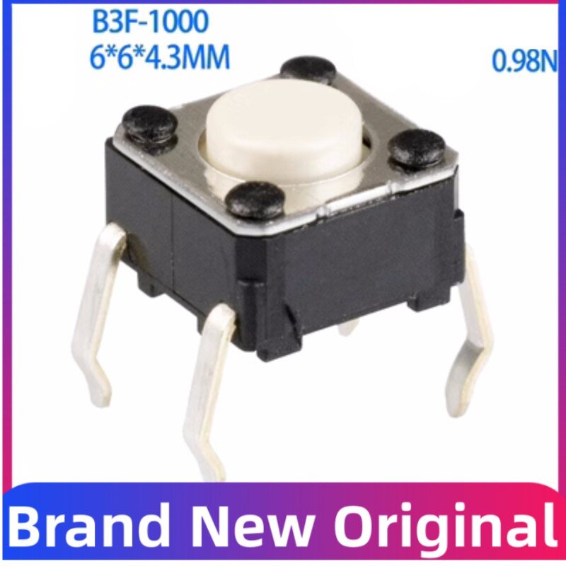 Interruptor de botão médio micro tátil, B3F, M185, G300, G402, G602, M570, 6x6x4.3mm, B3F-1000, 10pcs