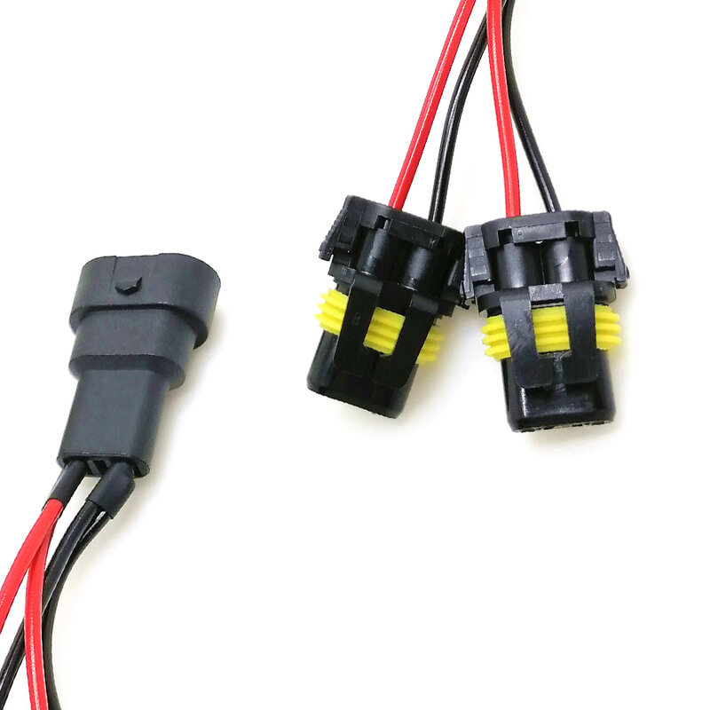 NHAUTP 2 buah 9005 HB3 9006 9006 soket satu laki-laki ke dua perempuan adaptor konversi Harness kabel konektor Plug DC12V