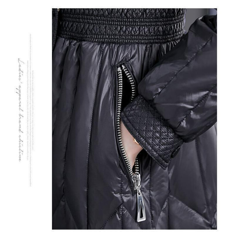 Mantel Parka wanita, jaket panjang katun berkerudung pinggang Slim Fit musim dingin 2023