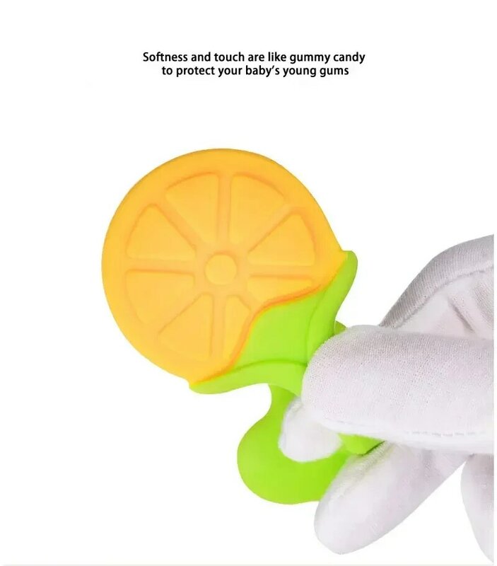 Fruits Shape Baby Chewing Teether Toys Safe BPA Free Silicone Teething Chew Dental Care Strengthening Tooth Training for Infant