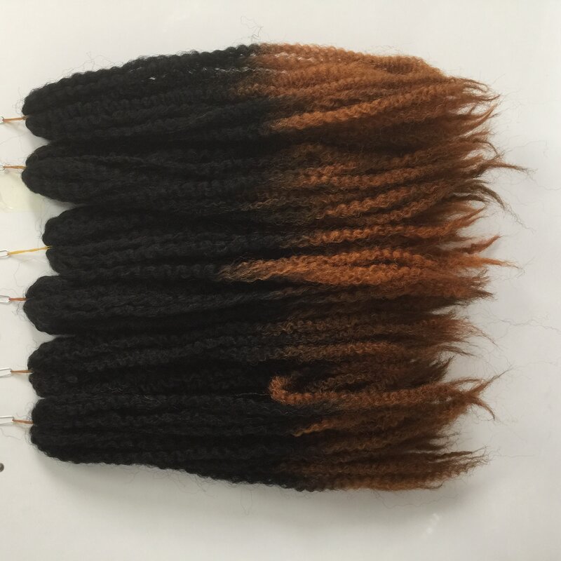 Two Tone Marley Braids Extensões de cabelo sintético para mulheres negras, cor Ombre, preto, laranja, 10 pacotes