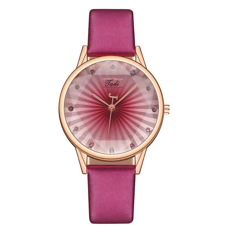 Relógio de quartzo listrado criativo para senhoras, relógio de couro com diamante, relógio de pulso de quartzo de luxo