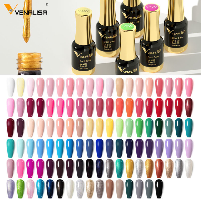 VENALISA-女性用プラチナマニキュア,12ml,マニキュアジェル,完全にカバー,ゴージャスなカラー,UV LED,半永久的
