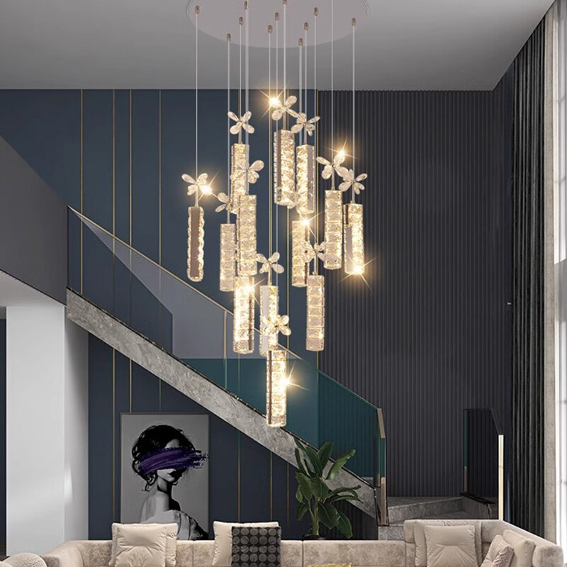 Moderne Huisdecoratie Kristallen Kroonluchter, Trap Hanglamp, Woonkamer Hanglampen, Binnenverlichting