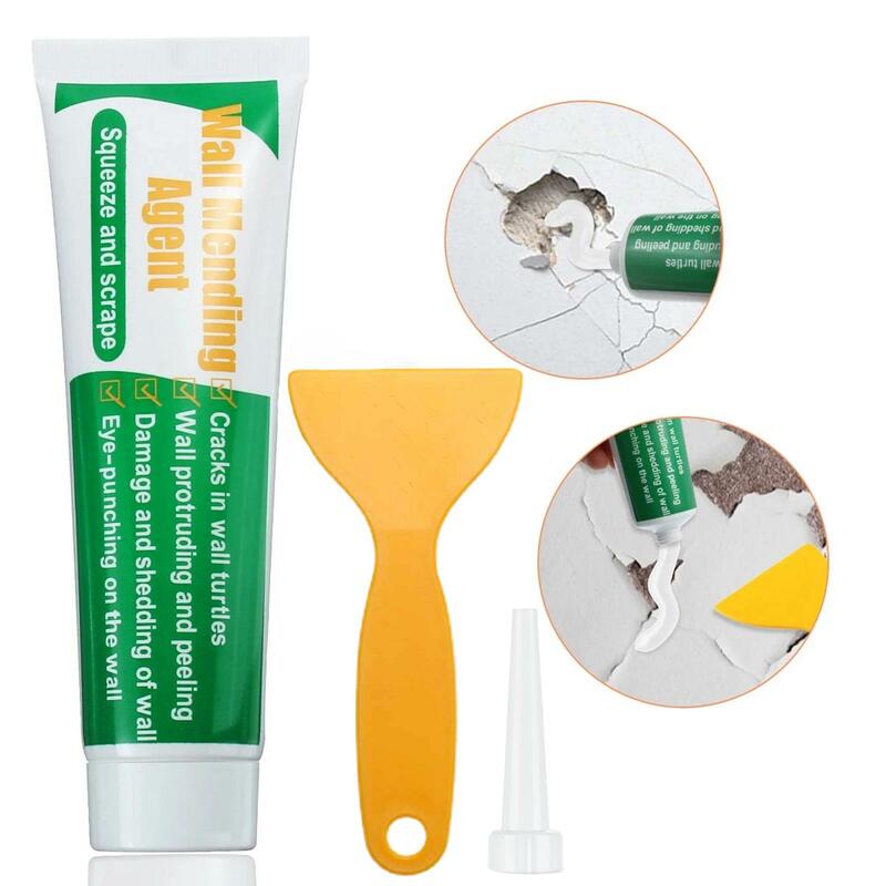 Wall Mending Agent Kit with Pointed Nozzle, Scraper, Wall Repair Paste Drywall Patch Repair for Nail Holes, Peeling, Stains