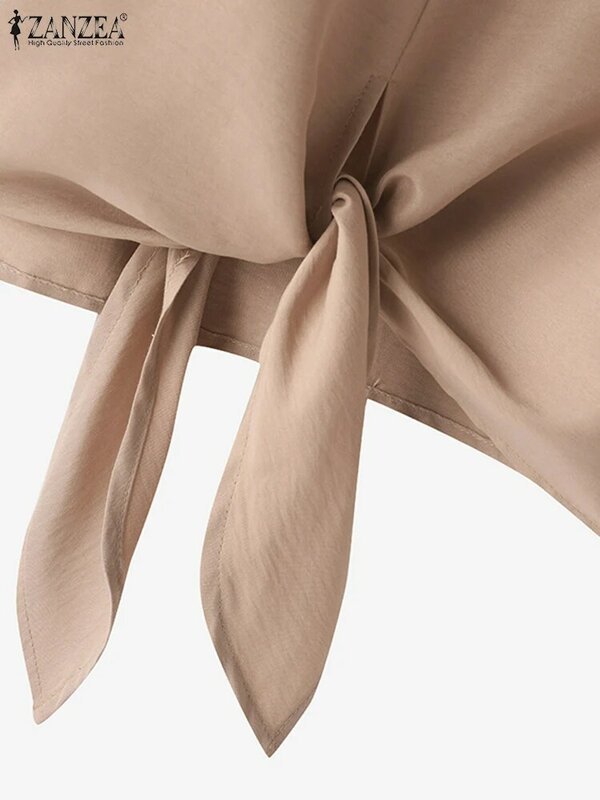 ZANZEA-Blusa elegante de manga comprida com gola V para mulheres, camisa de escritório OL, tops de primavera, túnica casual, solta, moda, 2024