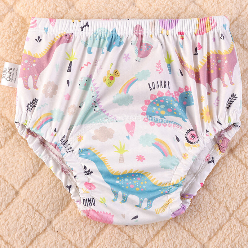 Couche-culotte en coton imperméable pour bébé, imperméable, motif dessin animé, requin, dinosaure, outil d'apprentissage, cadeau