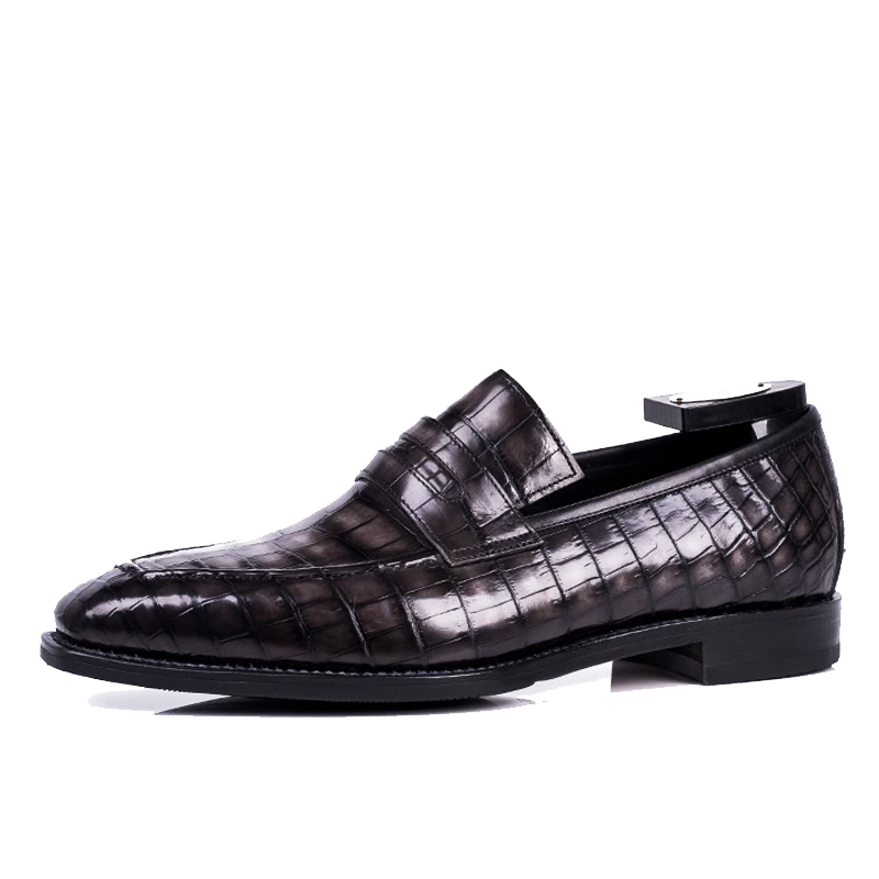 Мужские кожаные туфли ручной росписи под крокодиловую кожу, оригинальные мужские лоферы из крокодиловой кожи, повседневная обувь