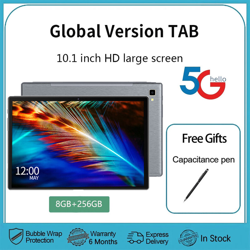 Nieuwe 4G Lte 5G Wifi Tablets 10.1 Inch Google Studie Onderwijs Tablet Pc Dual Sim Dual Camera Octa Core 8Gb + 256Gb Rom Android 12