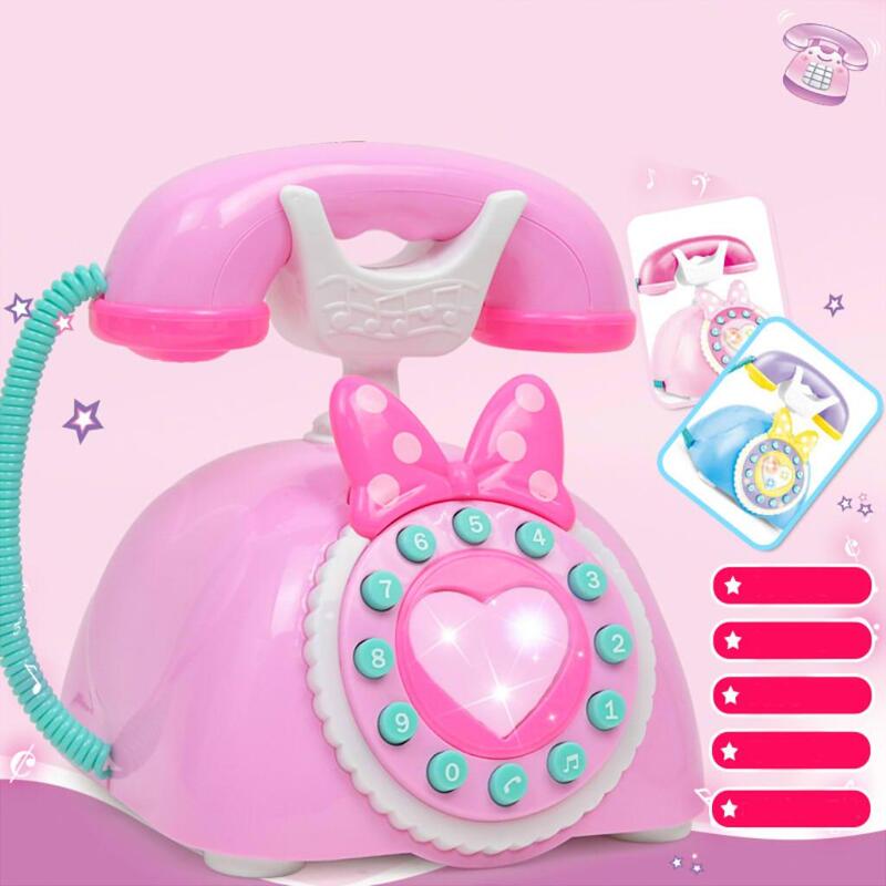 Пластиковый электронный стационарный телефон в винтажном стиле, детская игрушка для раннего развития, подарок на день рождения