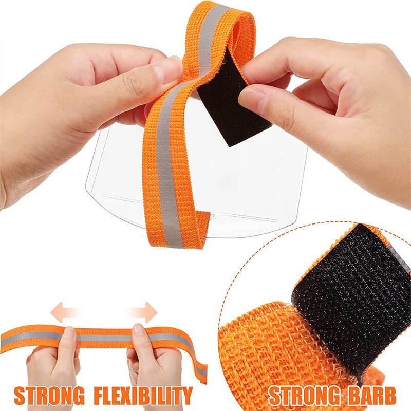 Universal ID Card Holder PVC Plastic Card Holder Waterproof Reflective Transparent ID Badge Elastic Arm Band For Swimming Sports