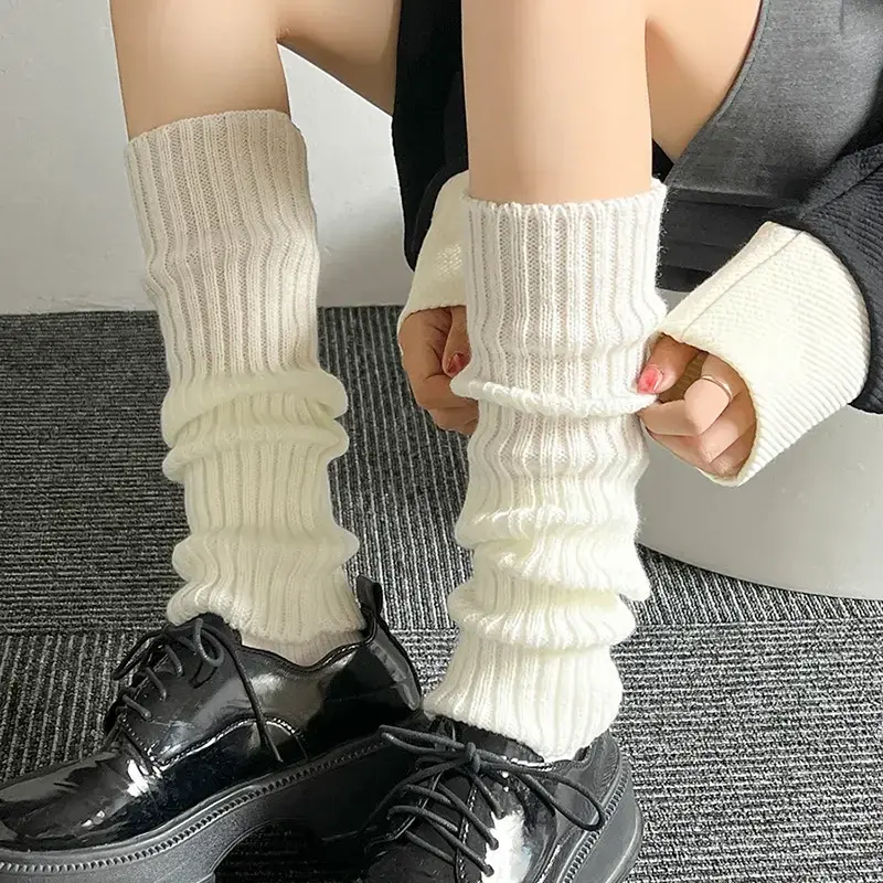 70CM scaldamuscoli da donna Lolita calzini lunghi JK lavorati a maglia autunno inverno calzini Warm Foot Cover Y2k Over Knee Boot Cuffs for Ladys Girls