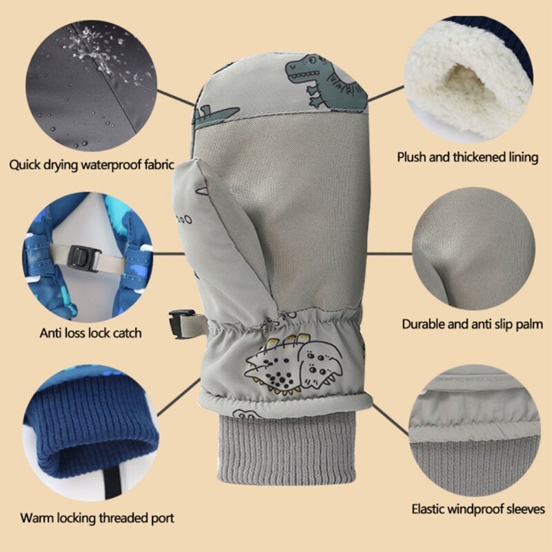XXFE ถุงมือสกี Windproof Quick Dryiny ออกแบบฤดูหนาว WARM Mittens กีฬากลางแจ้งกันน้ำเด็กวัยหัดเดินถุงมือสำหรับ 6M-4T เด็ก
