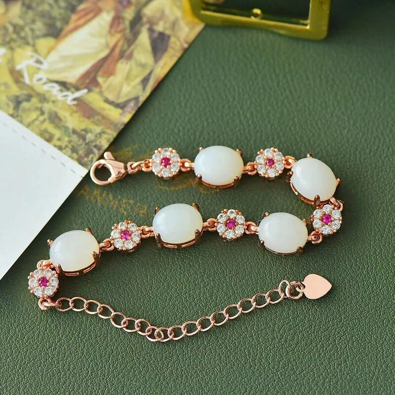 Hetian Jade Hand Chain Natural Stone Bracelet Womens  Jewelry Gift Stylish Girl Social Party Gemstone Jewellery