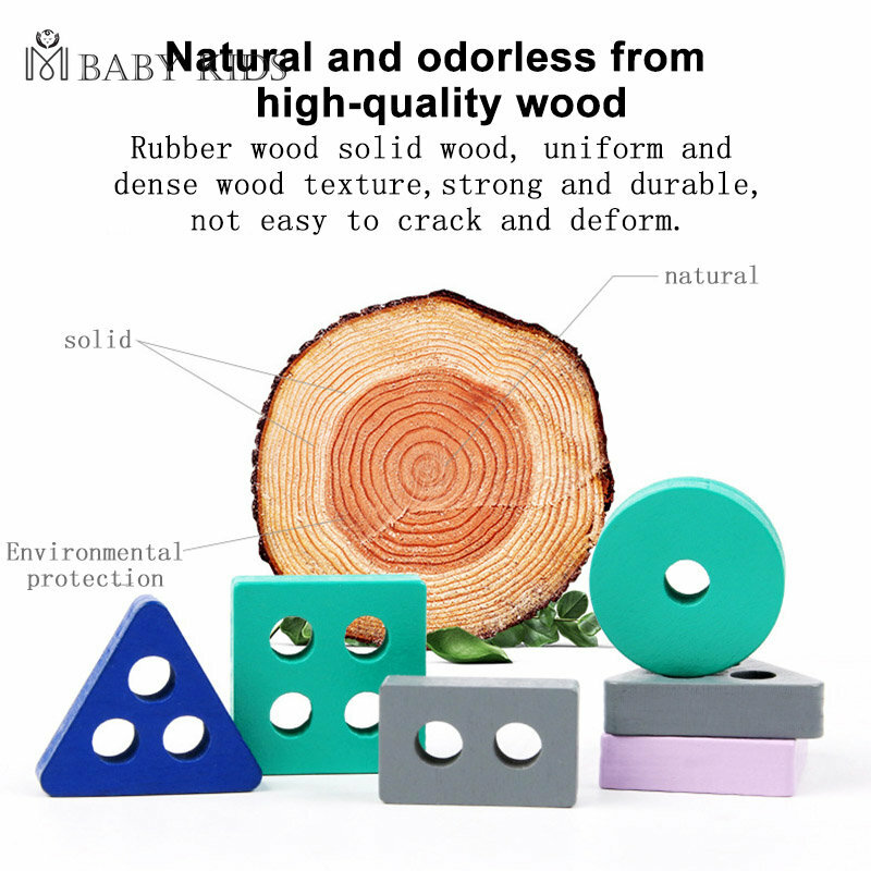 Montessori Spielzeug Holzbau steine frühes Lernen Lernspiel zeug Farbform Match Kinder Puzzle Spielzeug für Kinder Jungen Mädchen
