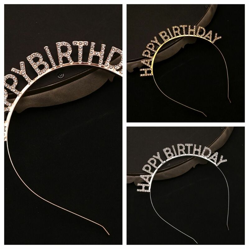 Letter Birthday Queen Headband Hairband Female Jewelry Birthday Hair Hoop Birthday Gift Tiara Diamond Crown Birthday Decoration
