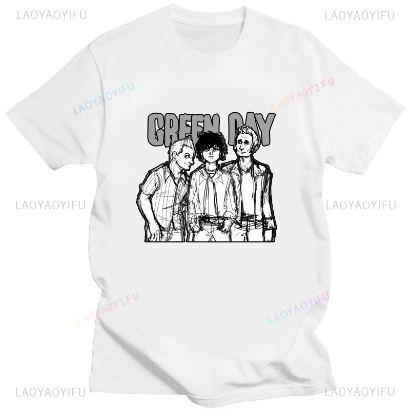 Green Day 'American Idiot Albuum Cover 'T-shirts Pria Wanita Oversize Novelty Funny Streetwear T-shirt Nyaman Musim Panas