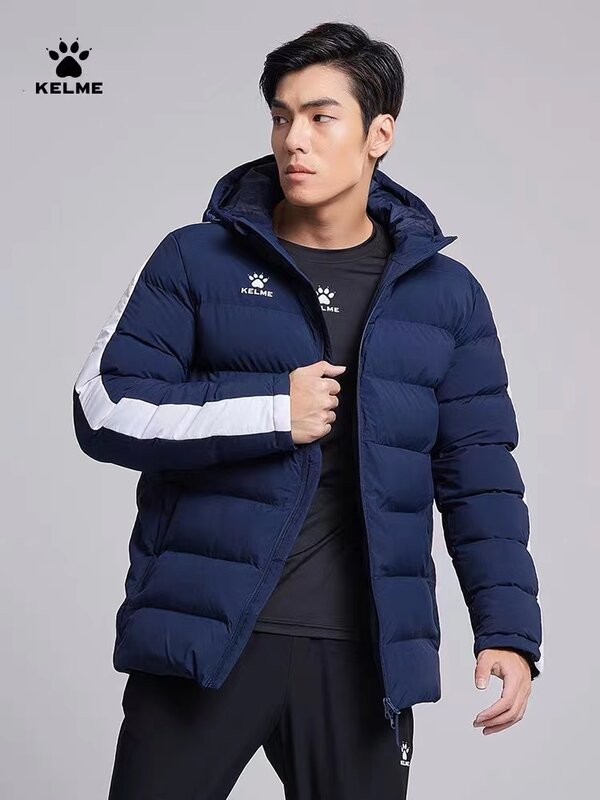 KELME-겨울 남성 면 재킷 후드 짧은 따뜻한 코트, 훈련 스포츠 팀 유니폼, 여성 패딩 아웃웨어, 8261MF1013