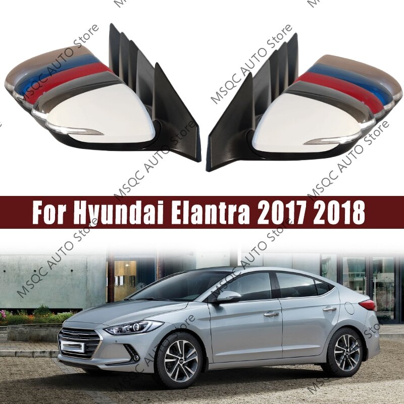 Montagem de Espelho Retrovisor Lateral Do Carro Elétrico Dobrável, Auto Aquecido Exterior Turn Signal Lights, Hyundai Elantra 2017 2018