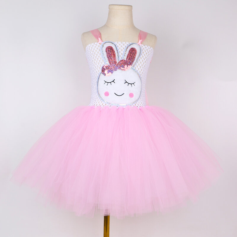 Vestido de tutú de conejo de pascua rosa para niñas, traje de fiesta de cumpleaños para niñas pequeñas, Cosplay de conejo, disfraz de Halloween para niños, ropa elegante
