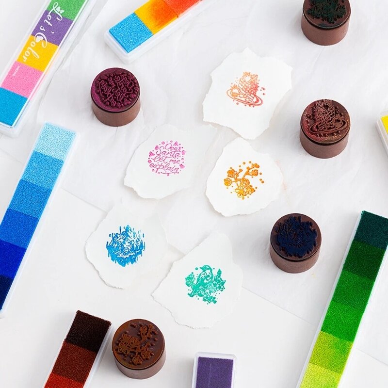 Tampone per timbri multicolore fai-da-te con inchiostro Color caramella a gradiente lungo pittura per dita per bambini piccoli 10 modelli