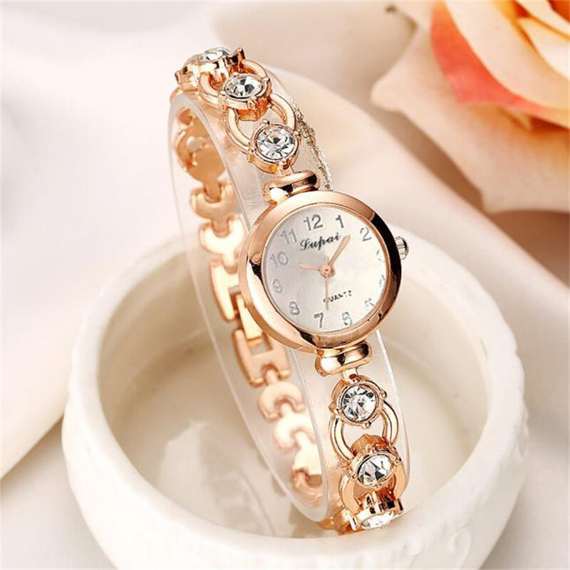 Eleganckie Montres Femmes proste damskie zegarki kwarcowe ze stali nierdzewnej zaawansowane różowe złoto damski zegarek romantyczny prezent dla dziewczyny