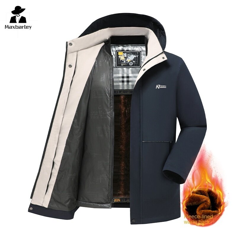 남성용 탈착식 두꺼운 양털 재킷, 따뜻한 파카, 패션 브랜드 의류, 비즈니스 패딩 코트, 겨울 신상