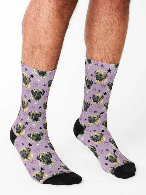 Носки Mastiff (Английский)-розовые носки аниме crazy Socks для мужчин и женщин