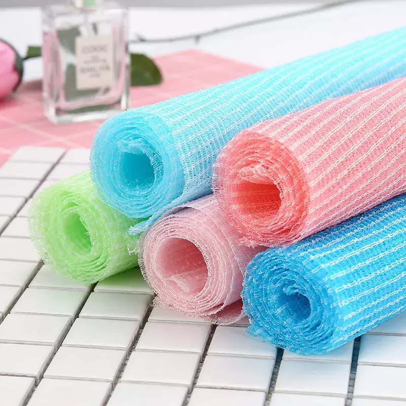 Esponja exfoliante de nailon para baño, limpieza corporal, lavado, toallas de fregado, esponja de nailon, suministro de baño, Color aleatorio