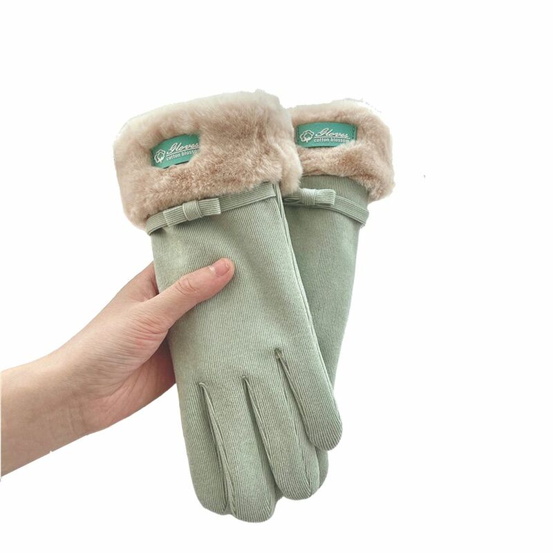 Tie Windproof Hand Protection Full Finger Gloves Autumn Winter Female Gloves Korean Style Gloves Touch Screen Driving Mitten