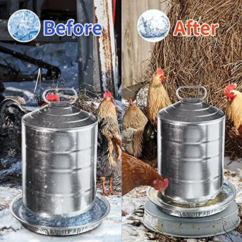 Poultry Waterer Heated Base, Chicken Water Heater 125 Watt Winter De-Iker Heated Base, Pet Water Heater Durable
