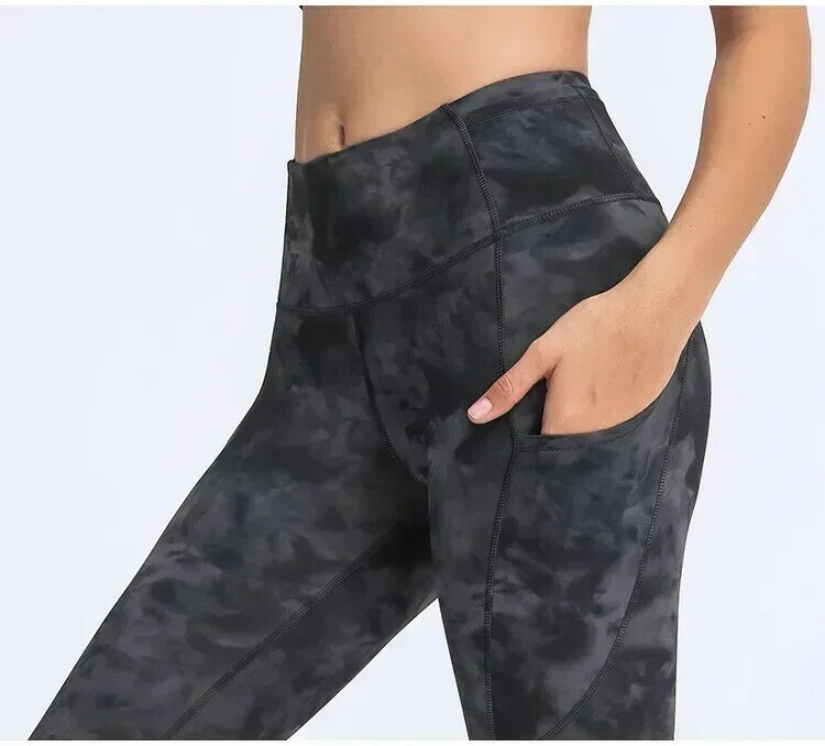 Женские Леггинсы для йоги с высокой талией, эластичные спортивные Леггинсы для тренировок с несколькими карманами, повседневные брюки с завязками