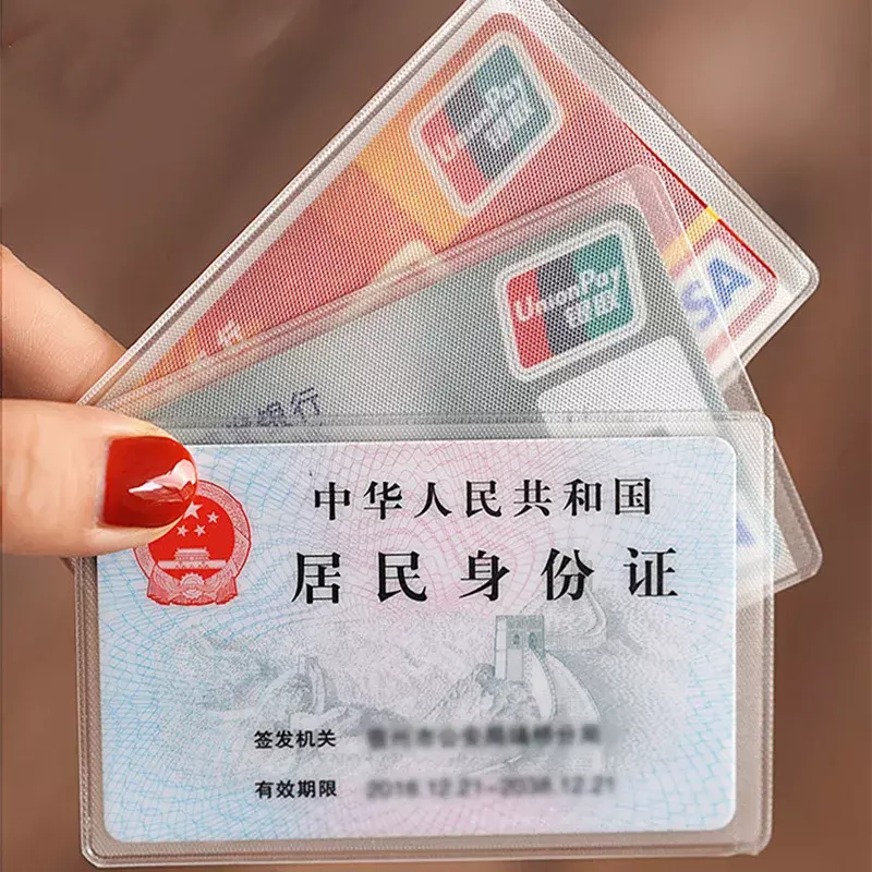 Sarung kartu pelindung, 1/5/10 buah penutup kartu transparan pemegang pelindung PVC tahan air ID kredit perlindungan kartu bisnis dokumen Id lencana