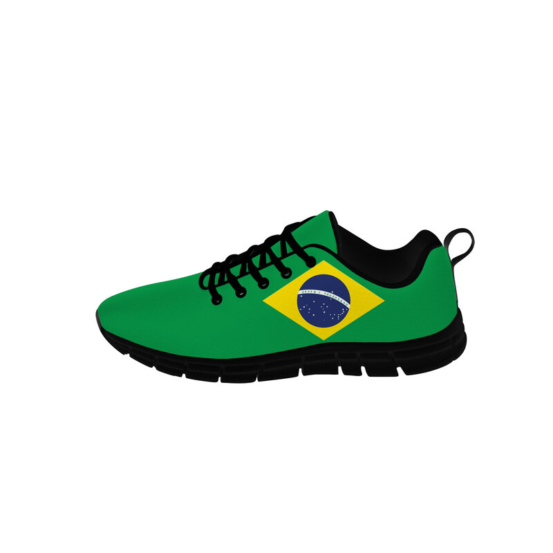 Bandeira do Brasil Low Top Sneakers para homens e mulheres, tênis de pano casual para adolescentes, tênis de lona, impresso em 3D, respirável, sapato leve